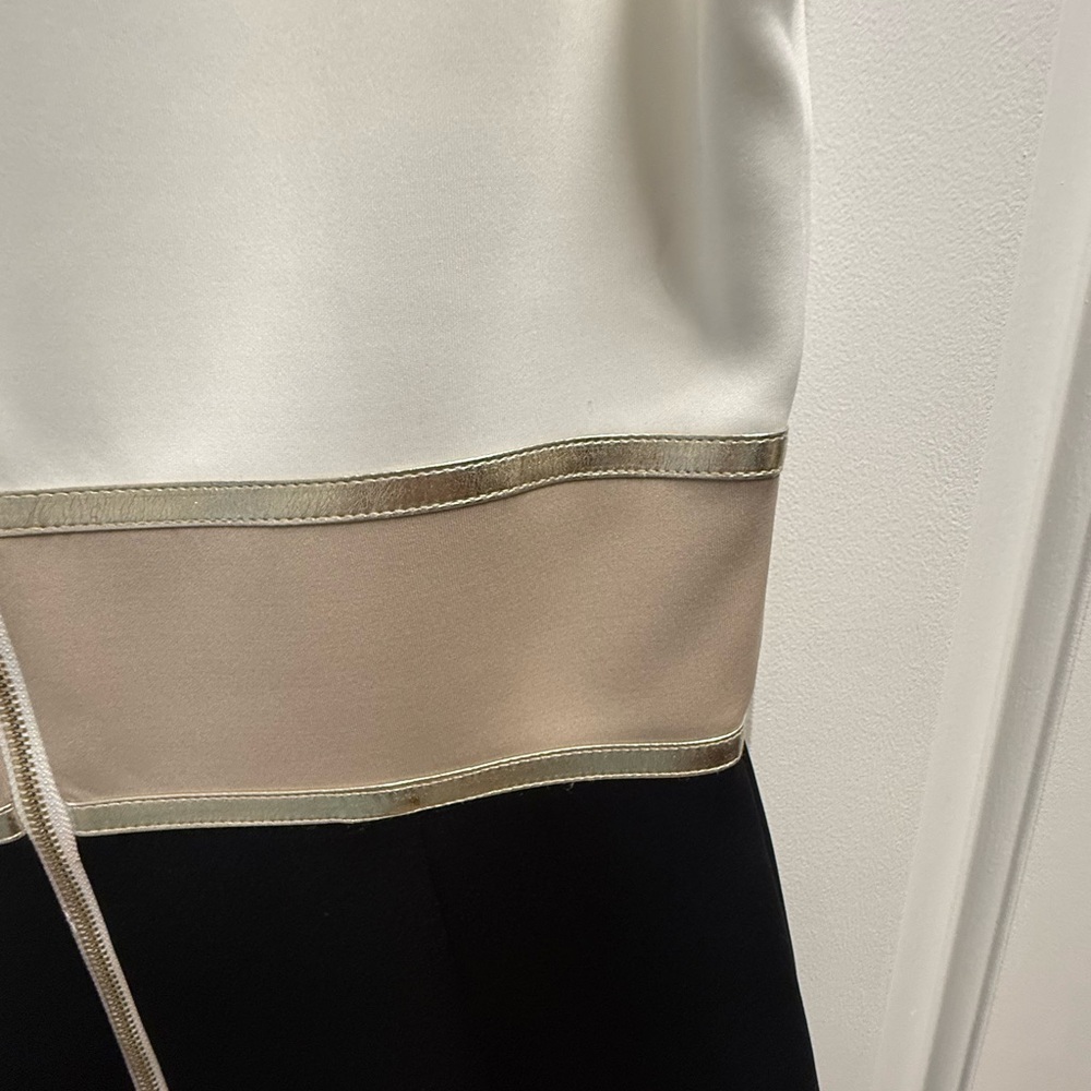 NWT Calvin Klein Women's Black White Gold Colorblocked Sheath Dress ~Size 8 - Picture 12 of 13